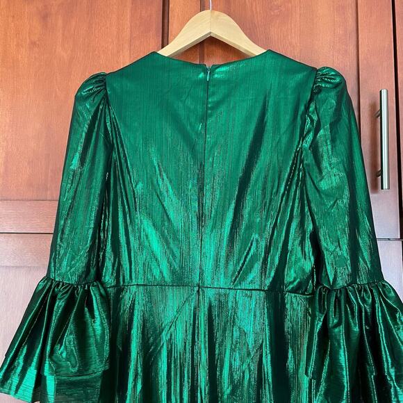 Pomander Place Emerald Crinkle Lurex Lillith Dress Maxi Green Size Small NEW - Picture 8 of 11